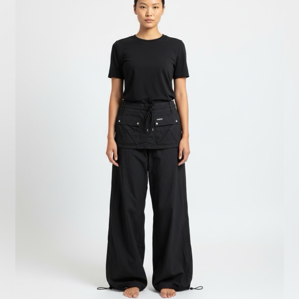 NWOT NAWS Parachute Baggy Relaxed Fit Wide Leg Utility Pants in Black Size XS